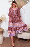 Maggie 3/4 Sleeves Midi Dress