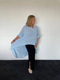 Rayah Flowy V-Neck Top - Sky Blue