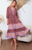 Maggie 3/4 Sleeves Midi Dress