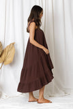 First Love Ruffle Tiered Midi Dress - Chocolate