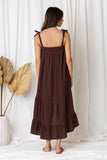 First Love Ruffle Tiered Midi Dress - Chocolate