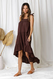 First Love Ruffle Tiered Midi Dress - Chocolate