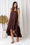 First Love Ruffle Tiered Midi Dress - Chocolate