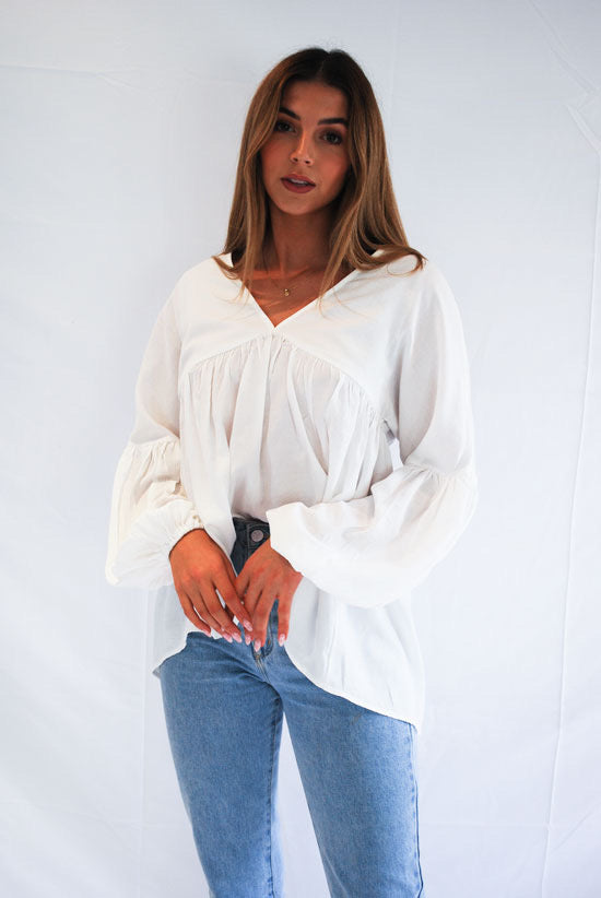 Salty Long Sleeve Top - White