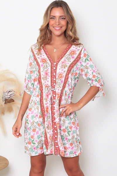 Debra 1/2 Sleeves Mini Dress