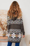 Aztec Button Cardi Brown