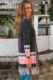 Aztec Cardigan - Charcoal/Pink