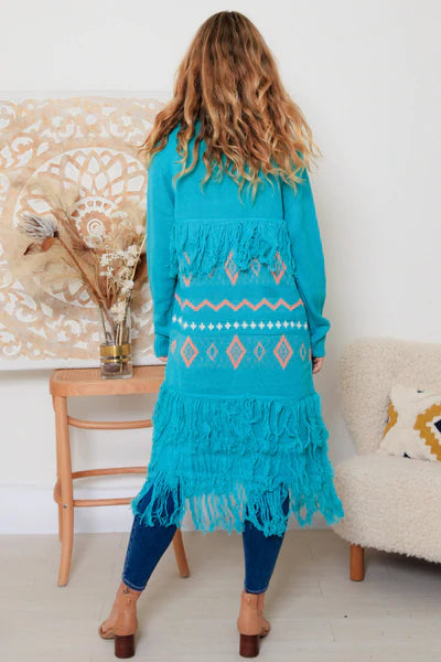 Ladies sales turquoise cardigan