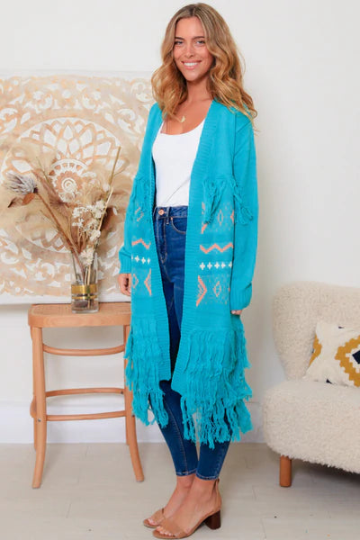 Aztec Turquoise Cardigan – Luna and Willow Collective