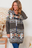 Aztec Button Cardi Brown