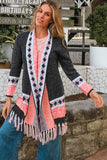 Aztec Cardigan - Charcoal/Pink