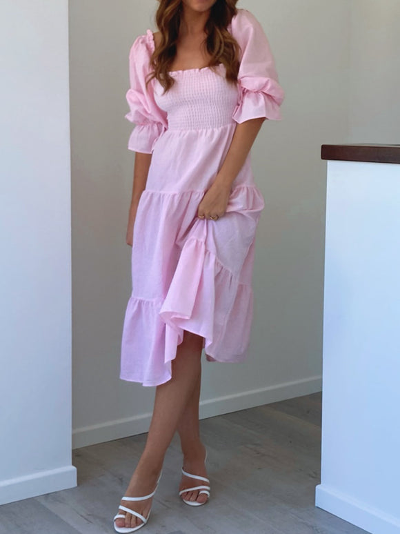 Astrid Gingham Dress - Pink
