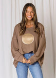 AVA Cotton Sequin Circle Sweat - Latte